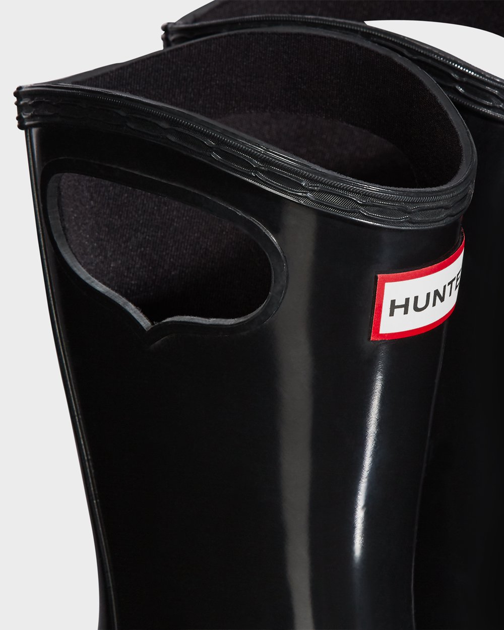 Kids Hunter Original Big Grab Handle Gloss - Rain Boots Black - 1094-EIZFG